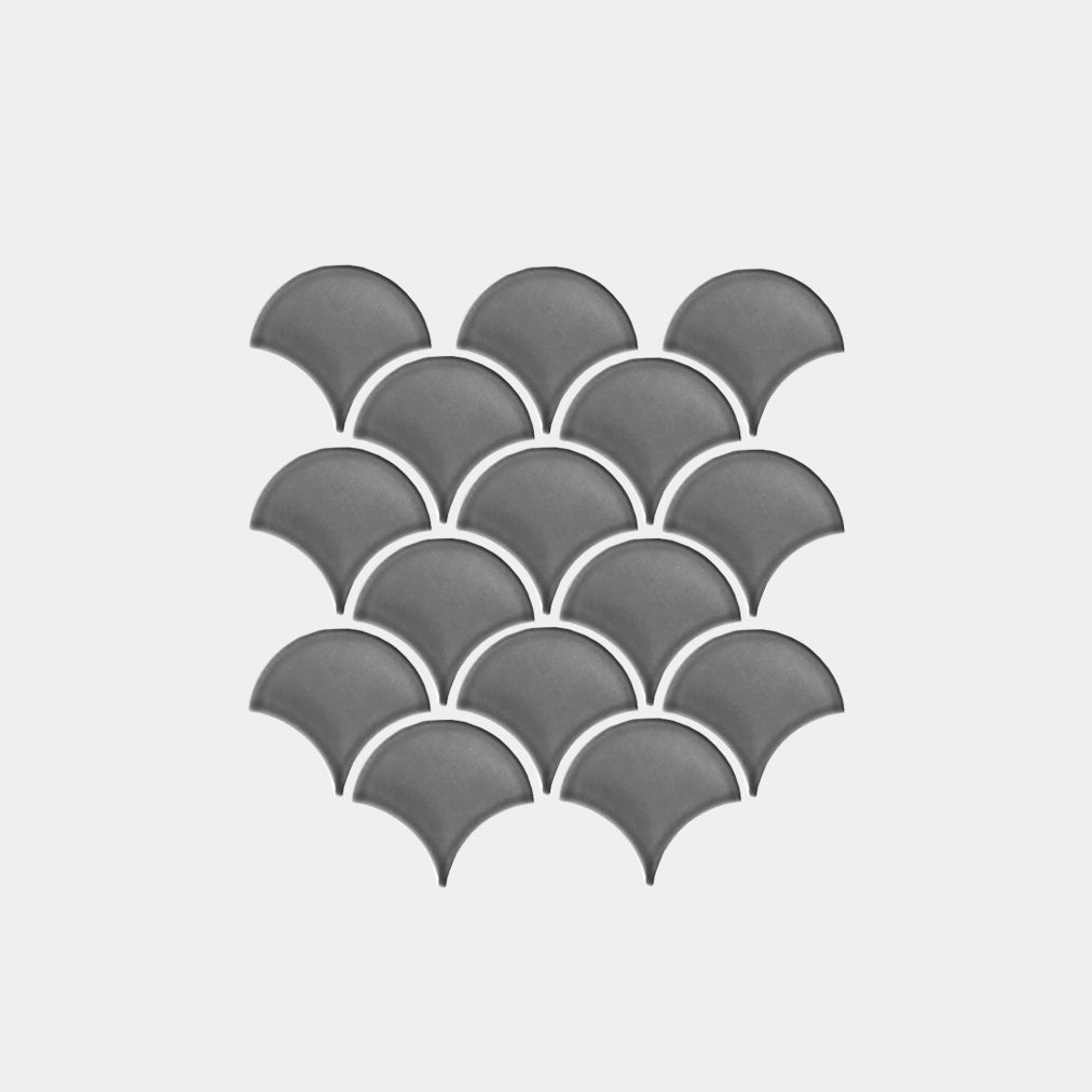Fish Scale Charcoal Gloss Mosaic