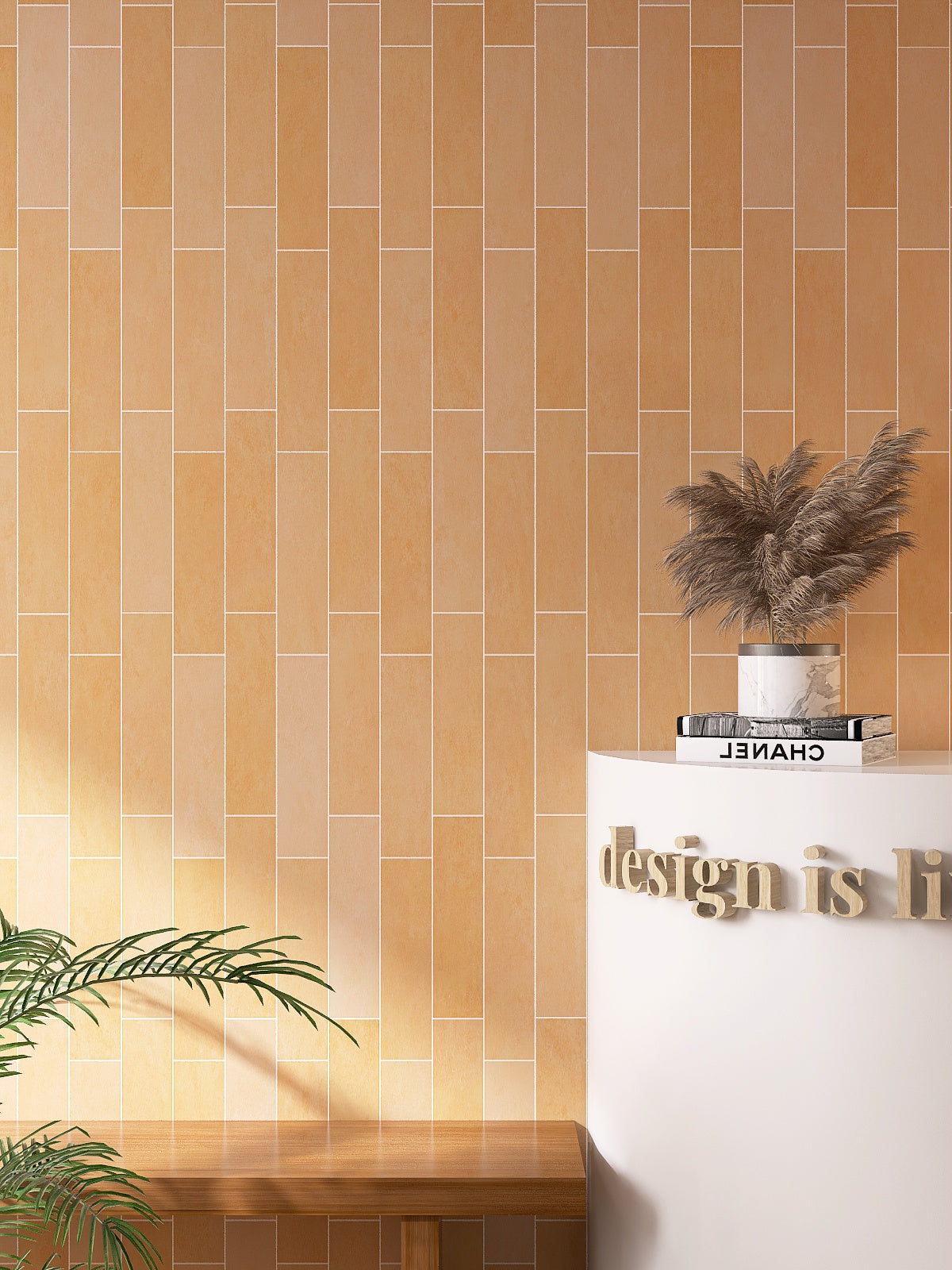 Bermi Peach Matt Subway Tile 75x300