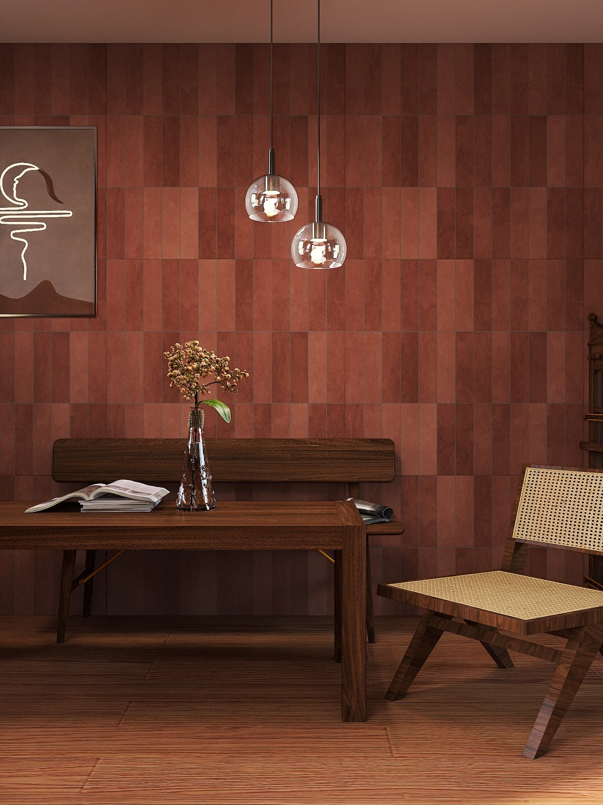 Bermi Terracotta Matt Subway Tile 75x300