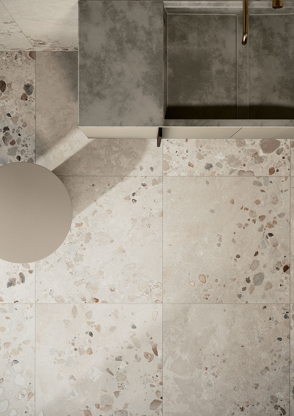 Cocci Siciliani Bianco Terrazzo Tile 600x600