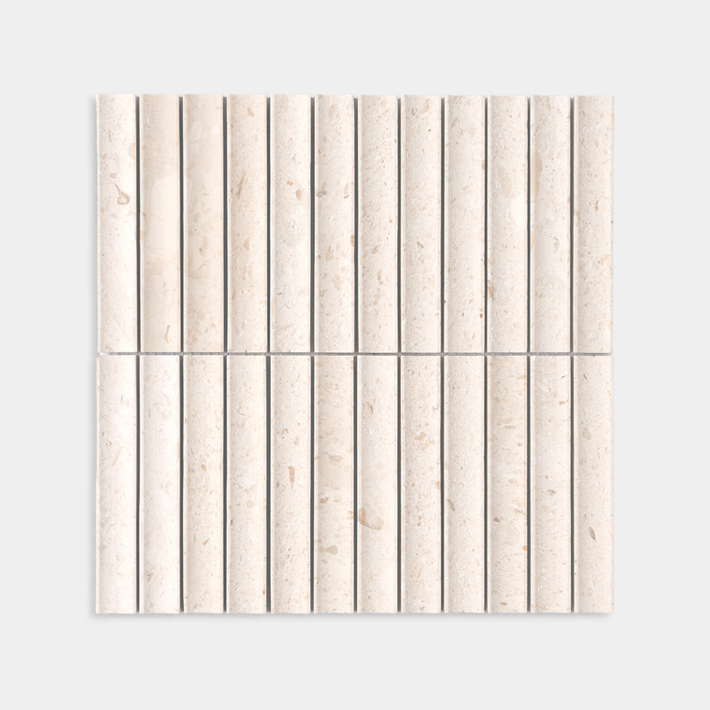 Crema Pearl Limestone Concave Kit Kat Mosaic
