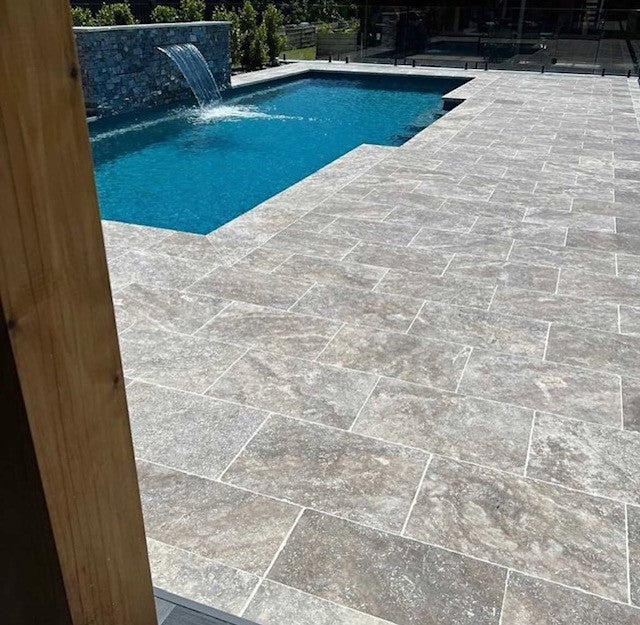 Silver Tumbled Travertine Paver