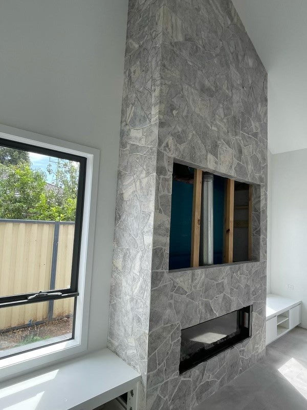 Silver Travertine Raw Crazy Pave 20mm