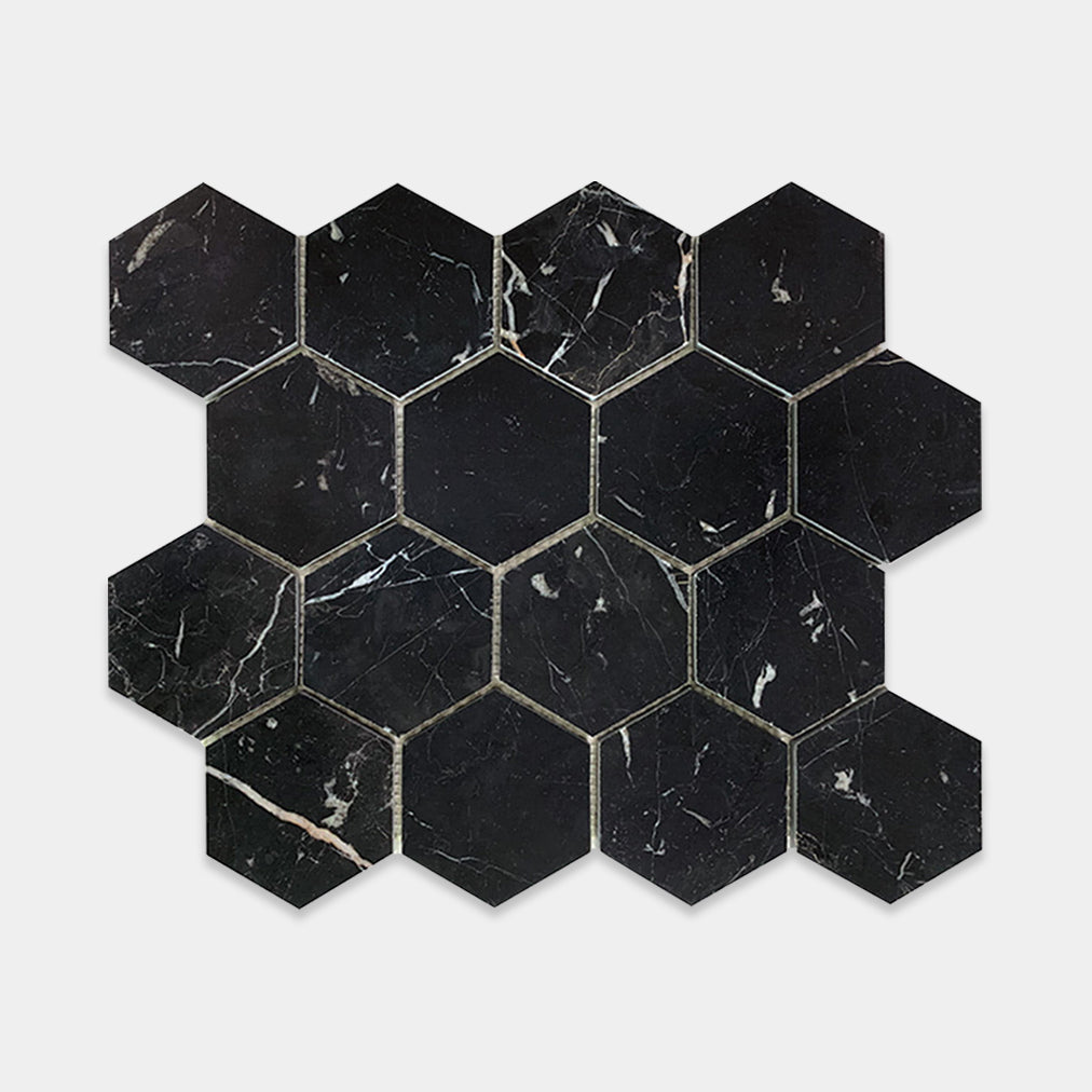 Nero Marquina Hexagon Marble Mosaic