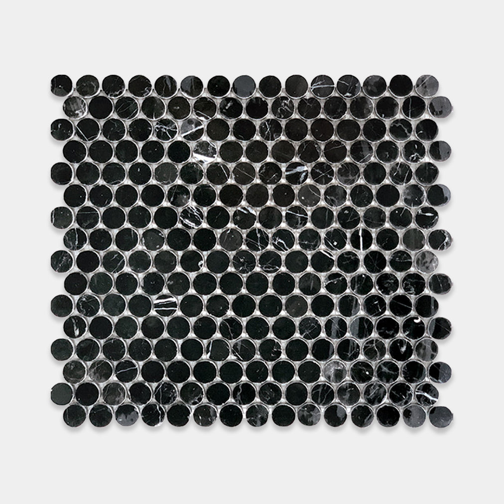 Nero Marquina Penny Round Marble Mosaic