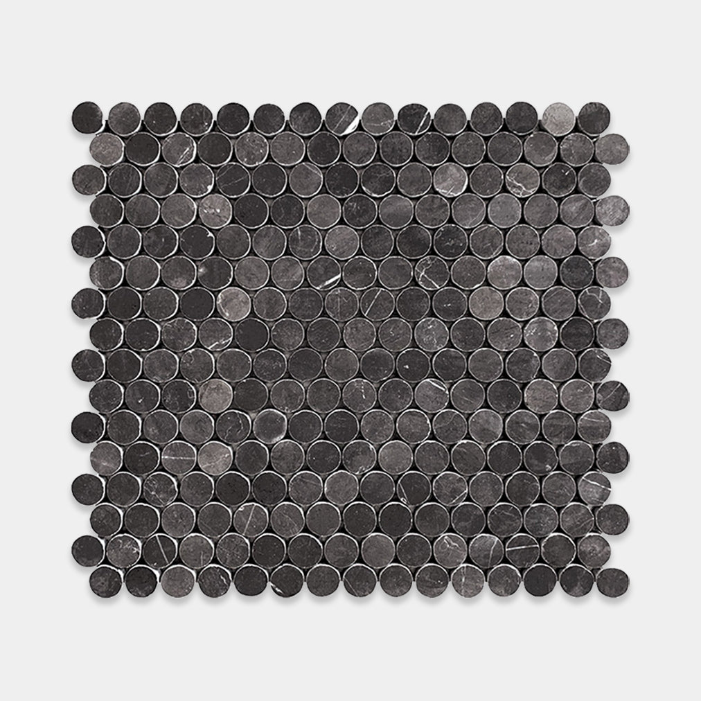 Pietra Dark Penny Round Marble Mosaic