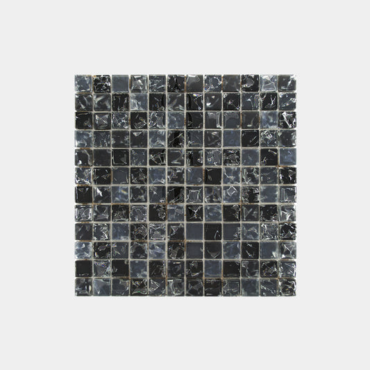 Mix Grey Blue Crackled Glass Square Mosaic