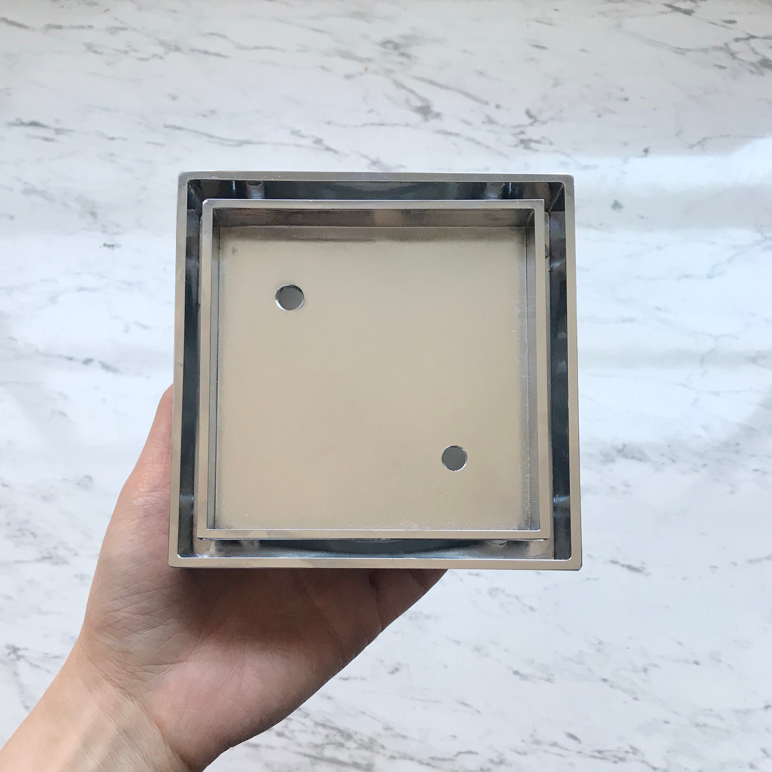 100mm SMART Tile Insert Chrome Square Floor Waste