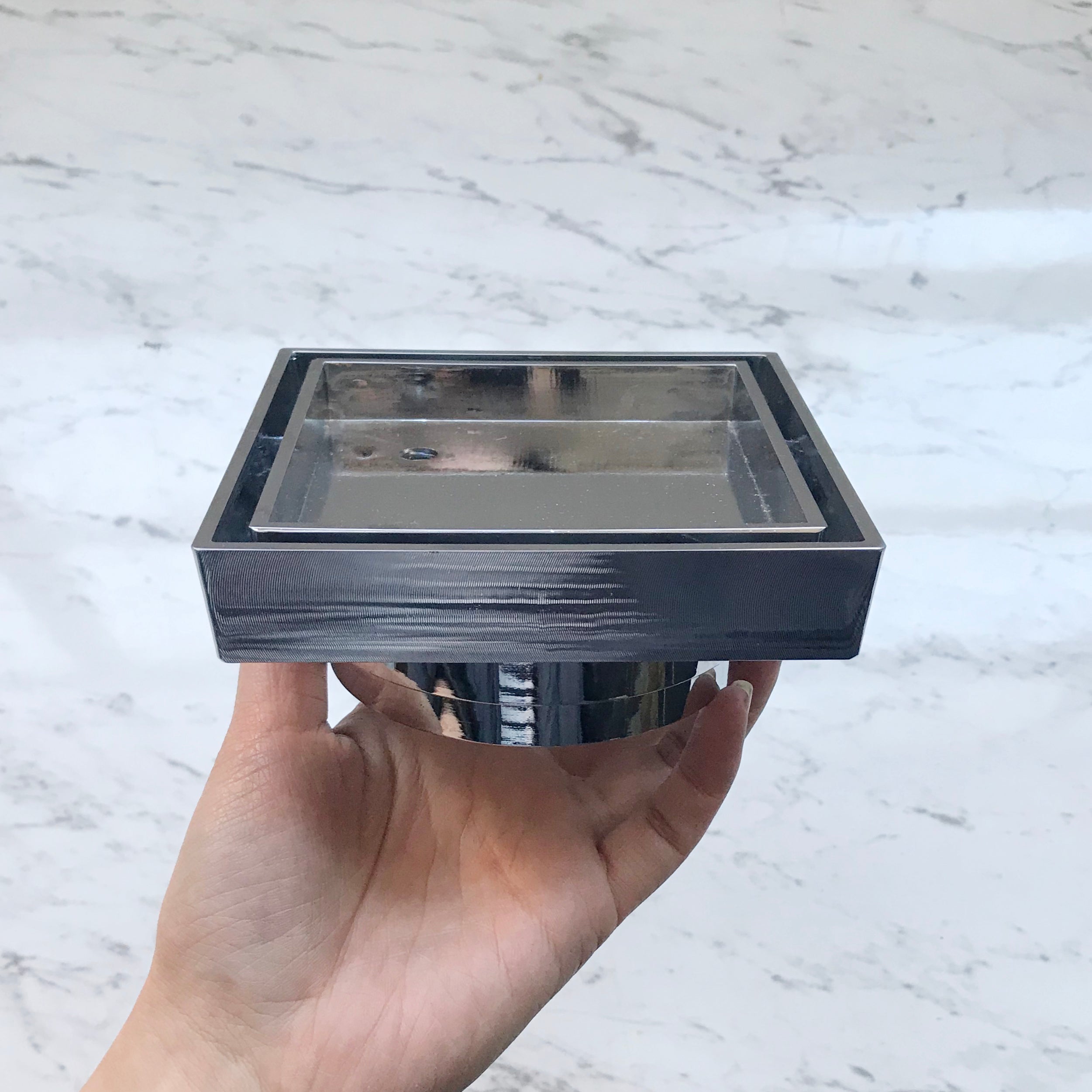 100mm SMART Tile Insert Chrome Square Floor Waste