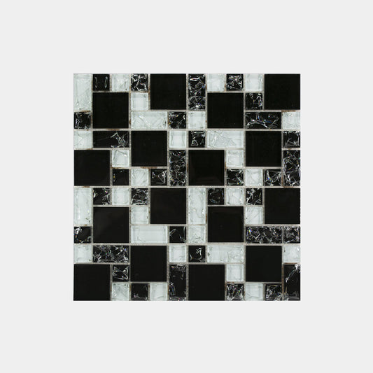 Mixed Grey Black Tone Crackle Glass Mosaic