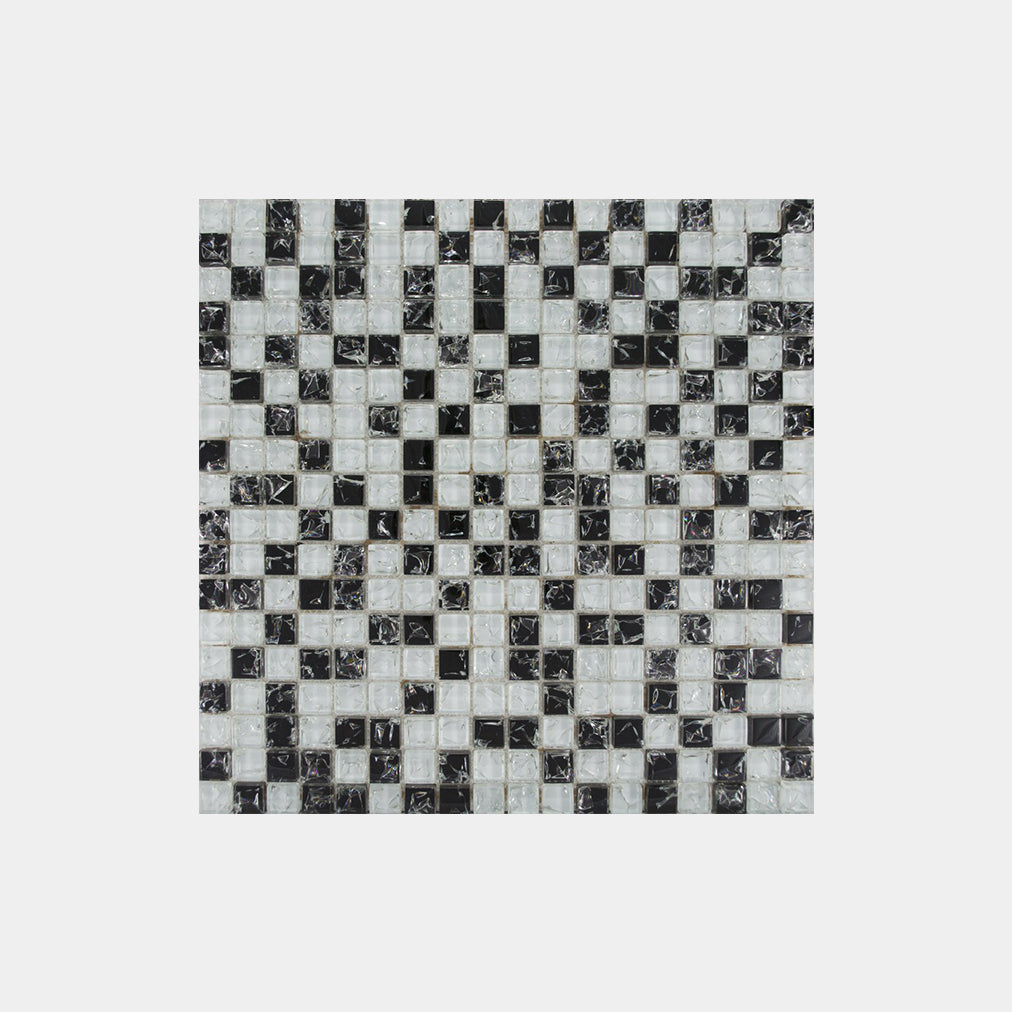 Grey Black Crackled Square Glass Mosaic