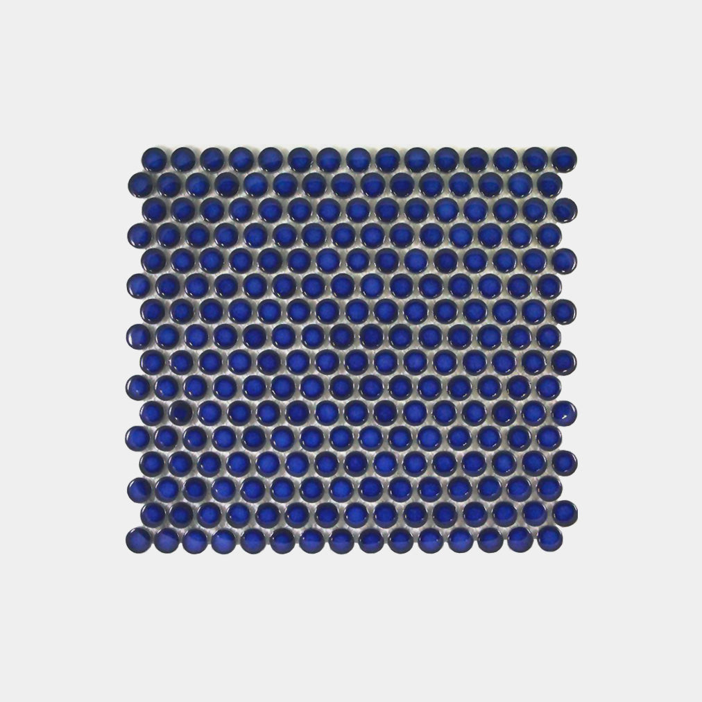 Cobalt Blue Gloss Penny Round Mosaic