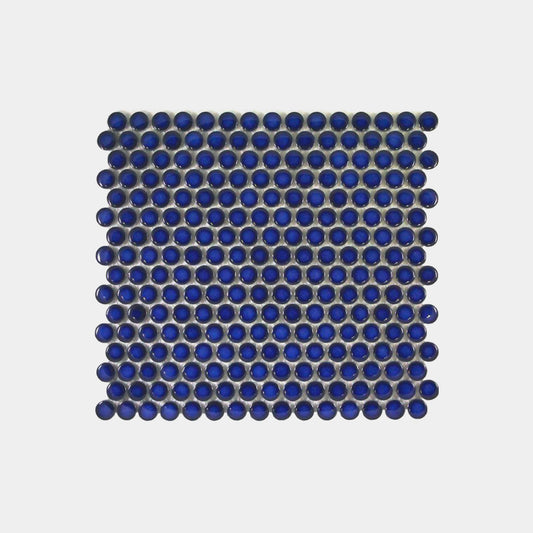 Cobalt Blue Gloss Penny Round Mosaic