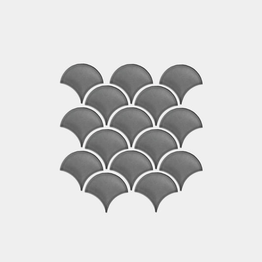 Fish Scale Charcoal Gloss Mosaic