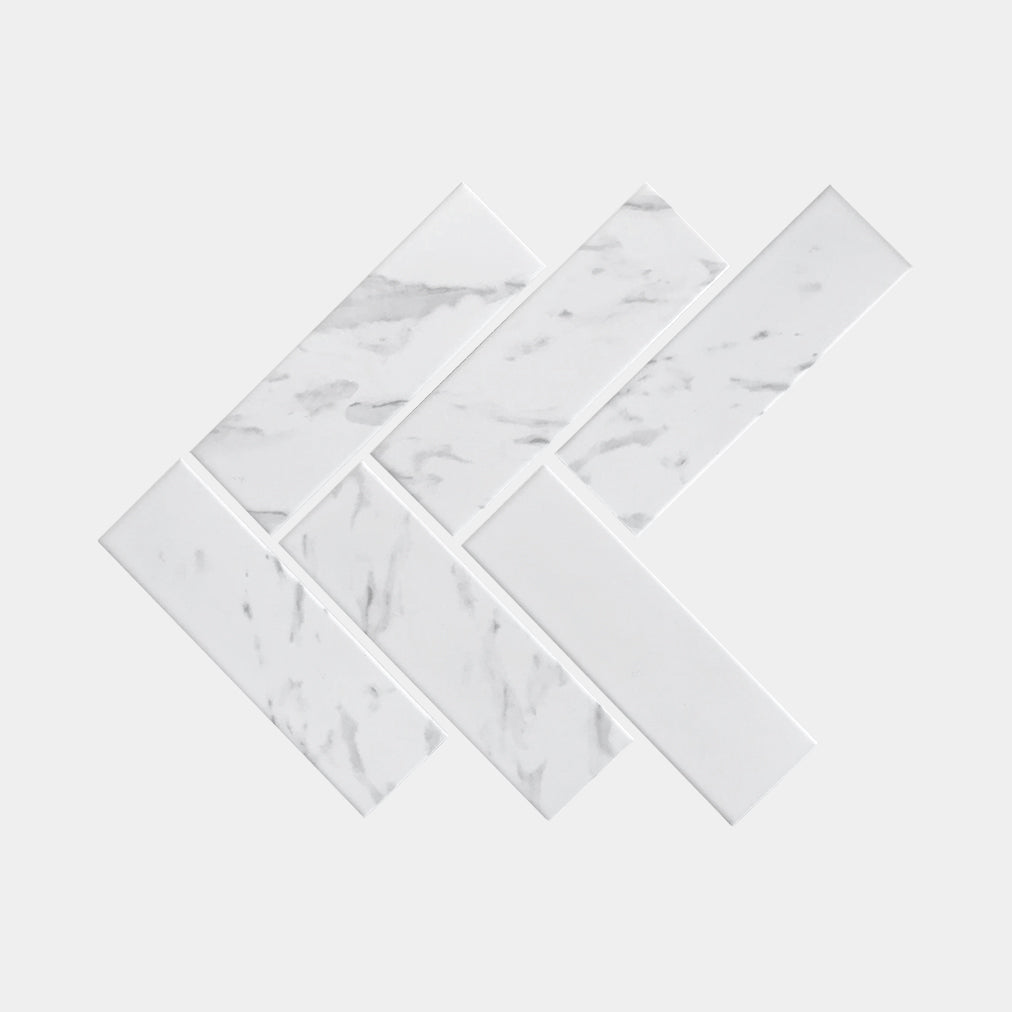 Carrara Look Herringbone Long Matt Mosaic