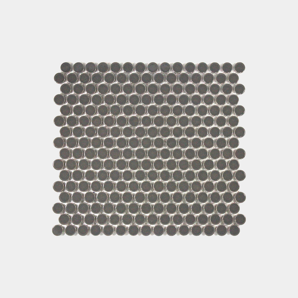 Dark Grey Gloss Penny Round Mosaic