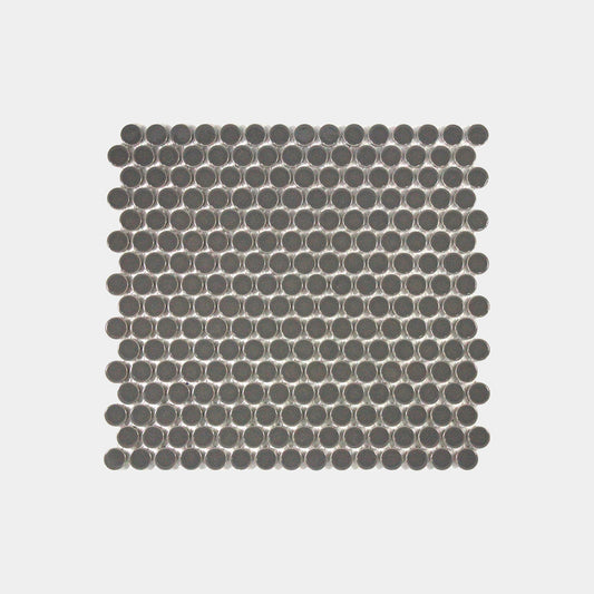 Dark Grey Gloss Penny Round Mosaic