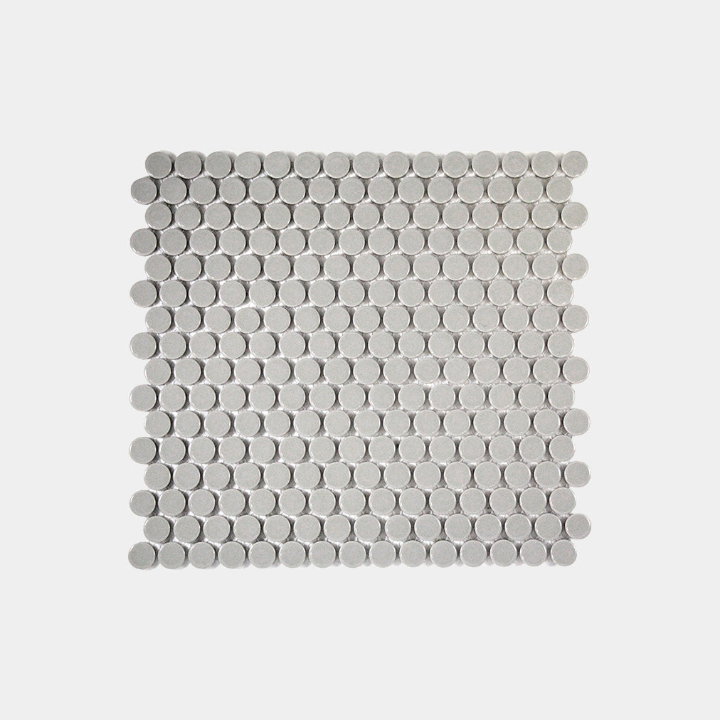 Light Grey Gloss Penny Round Mosaic