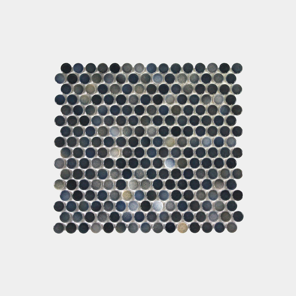 Mixed Navy Gloss Mixed Penny Round Mosaic