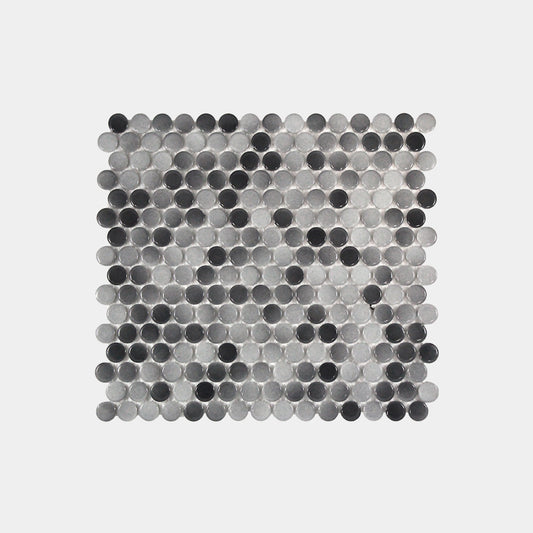 Grey Gloss Mixed Penny Round Mosaic