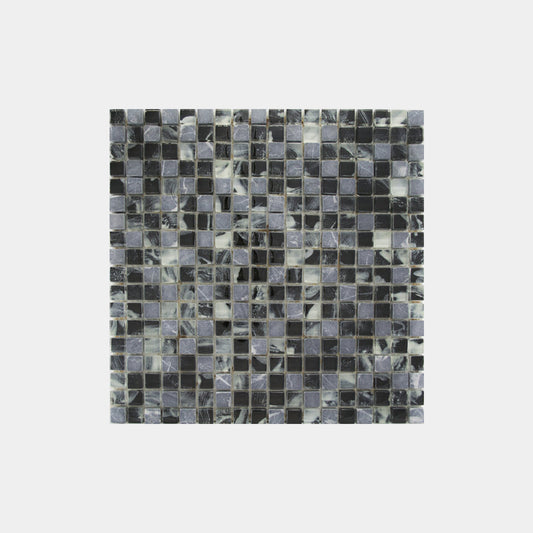 Mixed Marble Grey Glass Square Mosaic