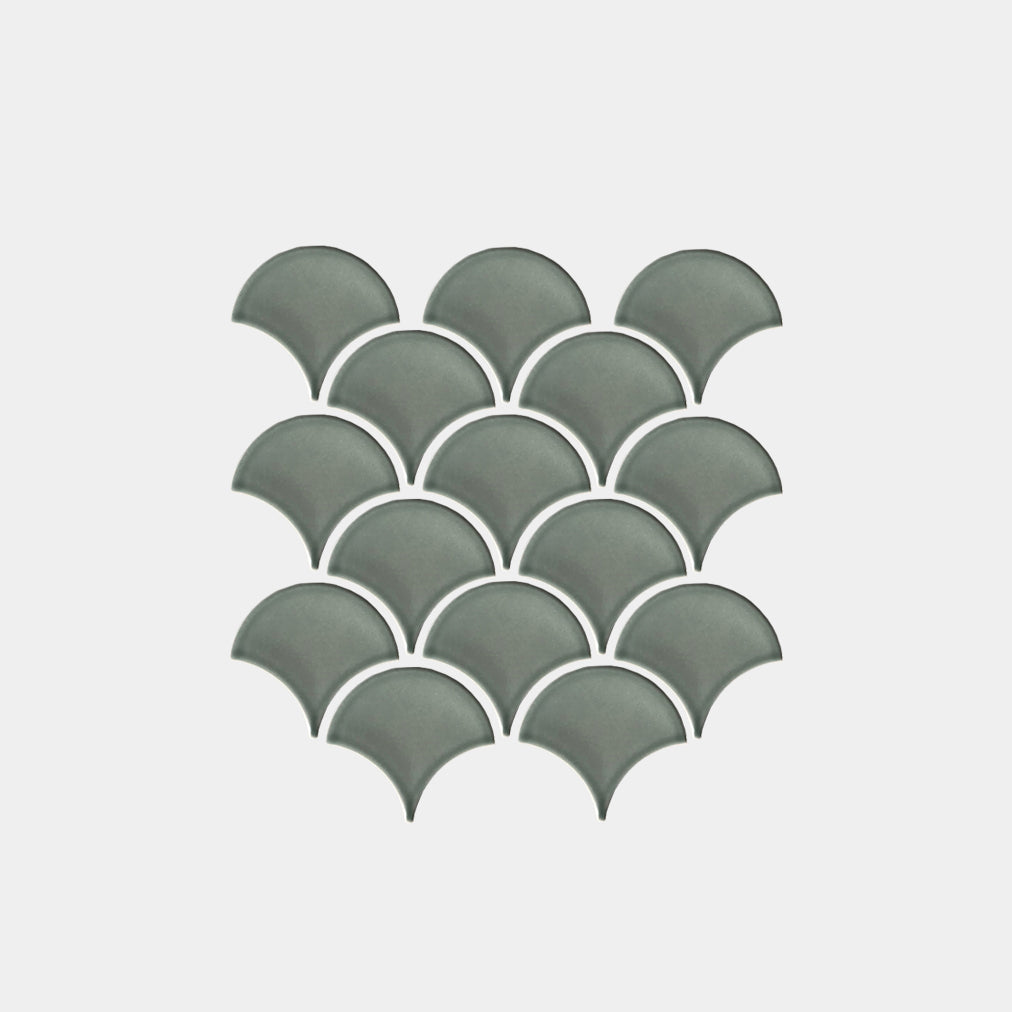 Fish Scale Sage Green Gloss Mosaic